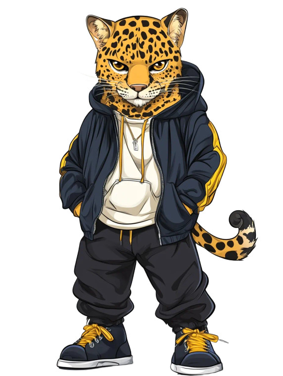 Leopard Teenager Vector Vinyl Car Decal Sticker – Waterproof & UV-Resistant 4.11"