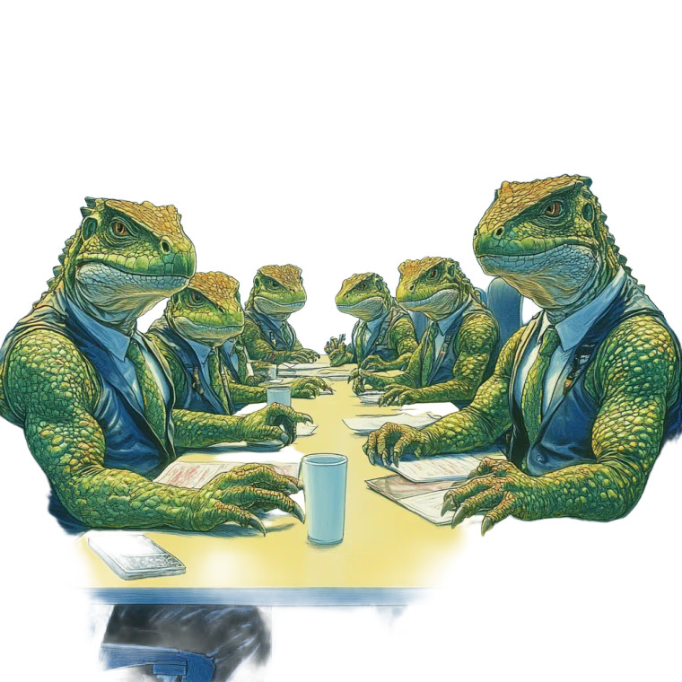 Lizard People Office Meeting Vinyl Car Decal Sticker – Waterproof & UV-Resistant 4.0"