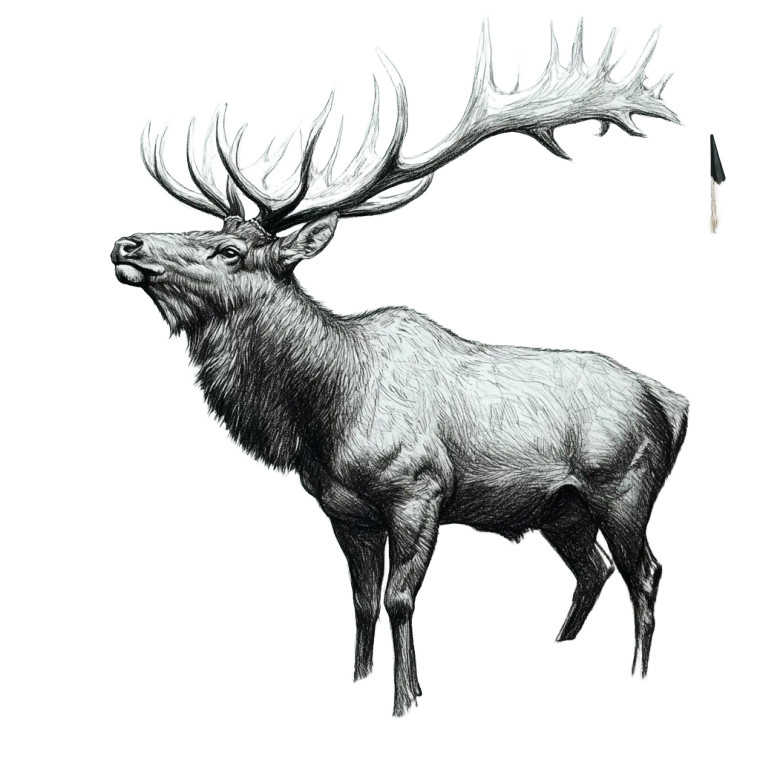 Massive Elk Sketch Vinyl Car Decal Sticker – Waterproof & UV-Resistant 4.0"