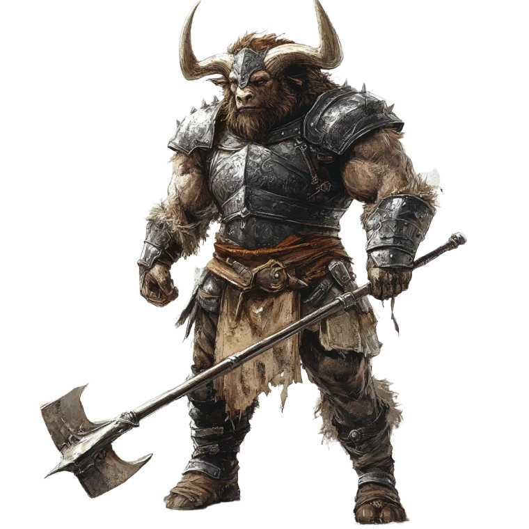 Minotaur Holy Warrior Halberd Vinyl Car Decal Sticker – Waterproof & UV-Resistant 4.0"