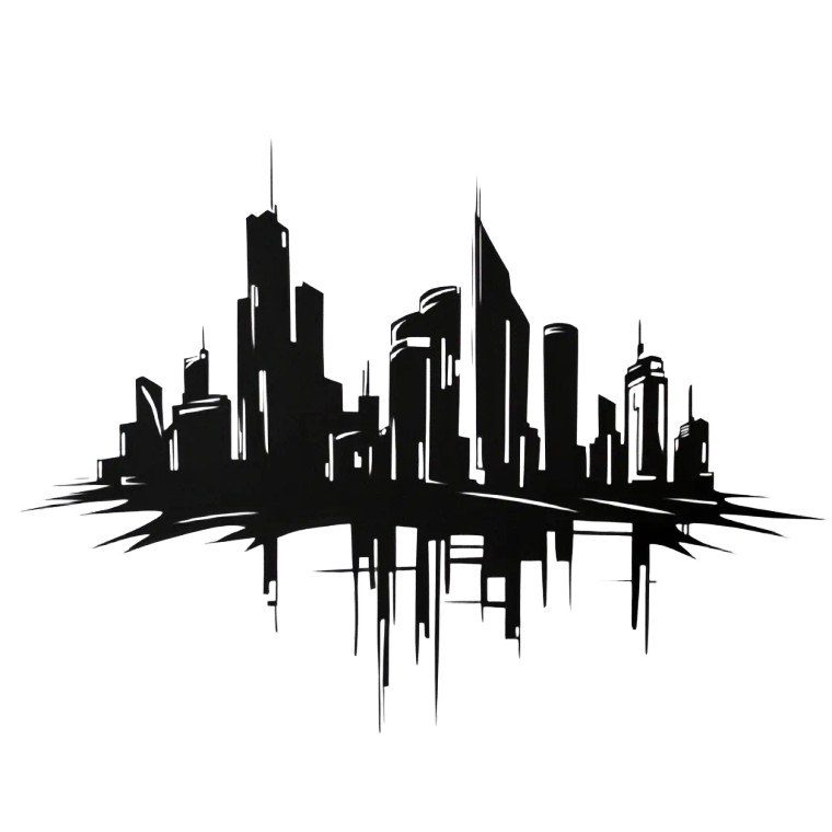 Modern City Skyline Silhouette Vinyl Car Decal Sticker – Waterproof & UV-Resistant 4.0"