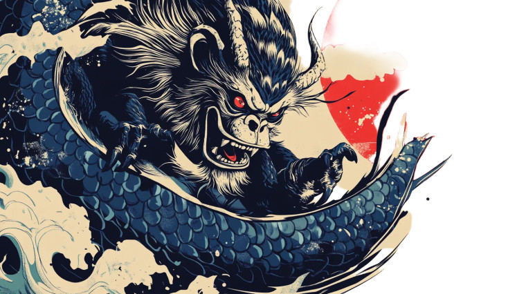 Monkey Dragon Bold Art Vinyl Car Decal Sticker – Waterproof & UV-Resistant 7.14"