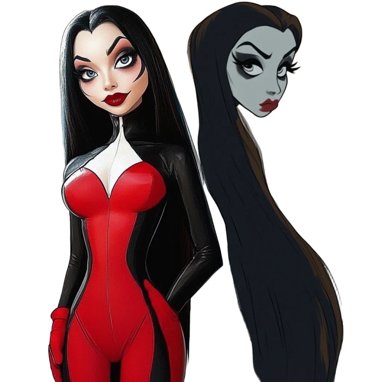Morticia Harley Quinn Cartoon Vinyl Car Decal Sticker – Waterproof & UV-Resistant 4.0"