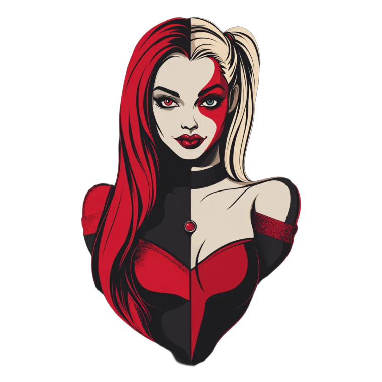 Morticia Harley Red Black Vinyl Car Decal Sticker – Waterproof & UV-Resistant 4.0"