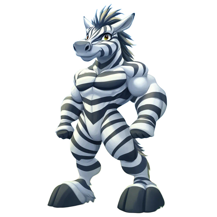 Muscular Zebra Fursona Vinyl Car Decal Sticker – Waterproof & UV-Resistant 4.0"