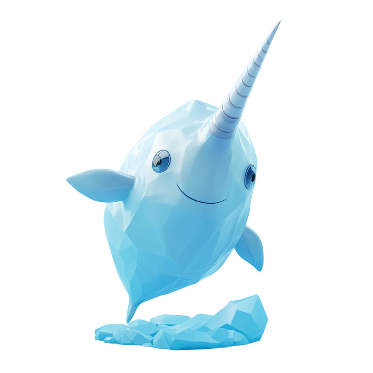 Narwhal Sui Minimalist Blue Vinyl Car Decal Sticker – Waterproof & UV-Resistant 4.0"