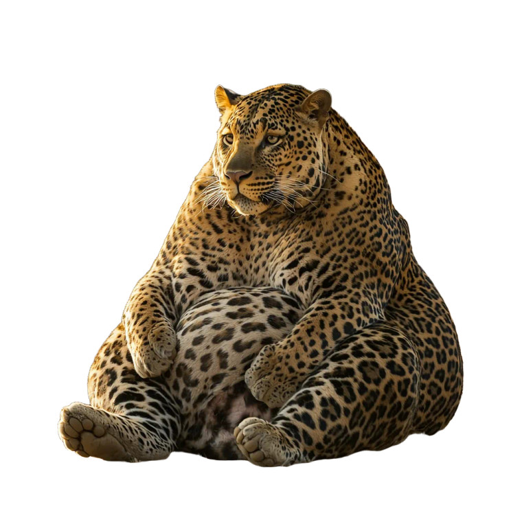 Obese Leopard Sitting Vinyl Car Decal Sticker – Waterproof & UV-Resistant 4.0"