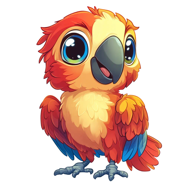 Parrot Baby Cartoon White Vinyl Car Decal Sticker – Waterproof & UV-Resistant 4.0"