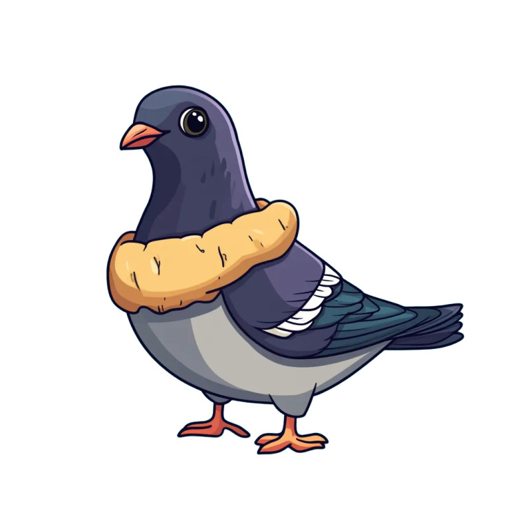 Pigeon Cartoon Bread Crust Vinyl Car Decal Sticker – Waterproof & UV-Resistant 4.0"