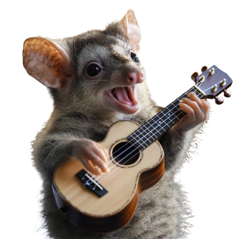 Possum Runs Sings Ukulele Vinyl Car Decal Sticker – Waterproof & UV-Resistant 4.0"
