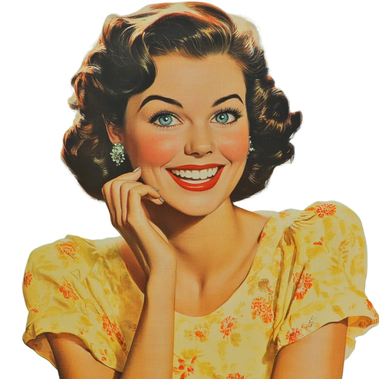 1950S Woman Delighted Color Vinyl Car Decal Sticker – Waterproof & UV-Resistant 4.0"