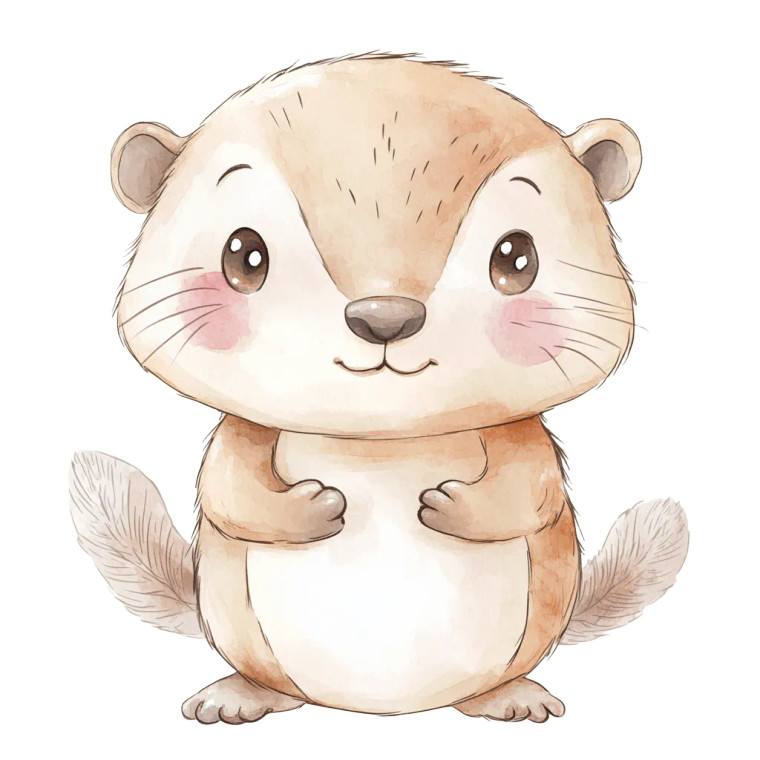 Cute Chibi Beaver Clipart Vinyl Car Decal Sticker – Waterproof & UV-Resistant 4.0"