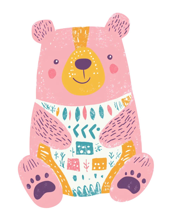 Cute Pink Bear Clipart Vinyl Car Decal Sticker – Waterproof & UV-Resistant 4.0"