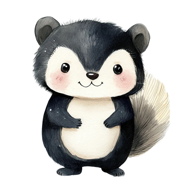 Happy Skunk Watercolor Vinyl Car Decal Sticker – Waterproof & UV-Resistant 4.0"