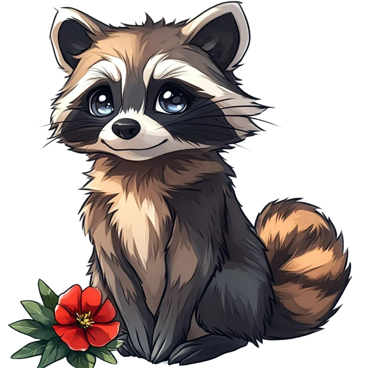 Raccoon Flower Watercolor Clipart Vinyl Car Decal Sticker – Waterproof & UV-Resistant 4.0"