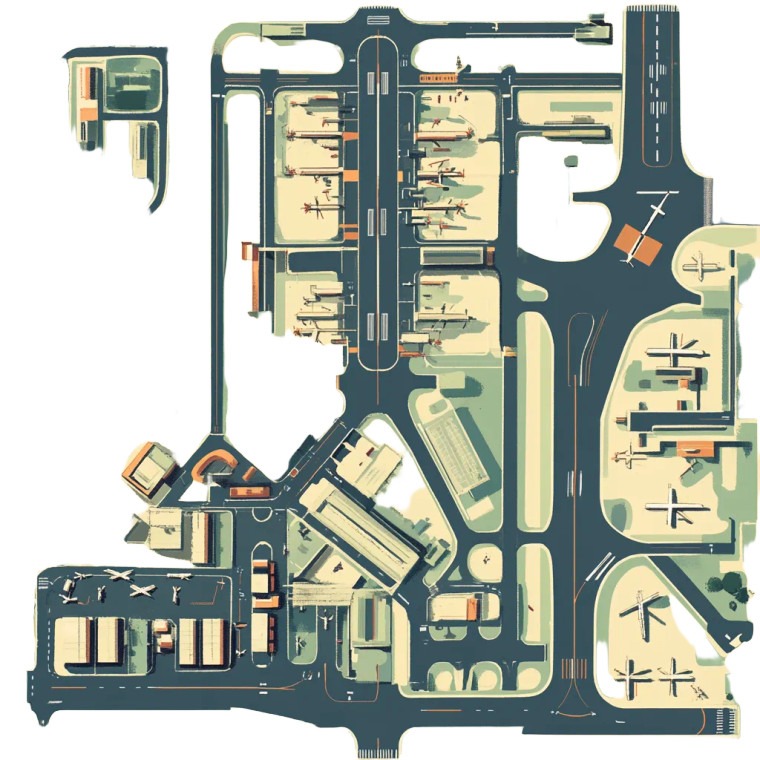 Retro Airport Schematic Map Vinyl Car Decal Sticker – Waterproof & UV-Resistant 4.0"