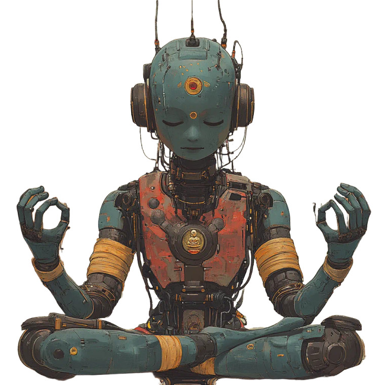 Robot Meditating Enlightenment Nirvana Vinyl Car Decal Sticker – Waterproof & UV-Resistant 4.0"