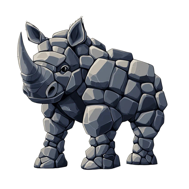 Rock Cartoon Rhino Vinyl Car Decal Sticker – Waterproof & UV-Resistant 4.0"