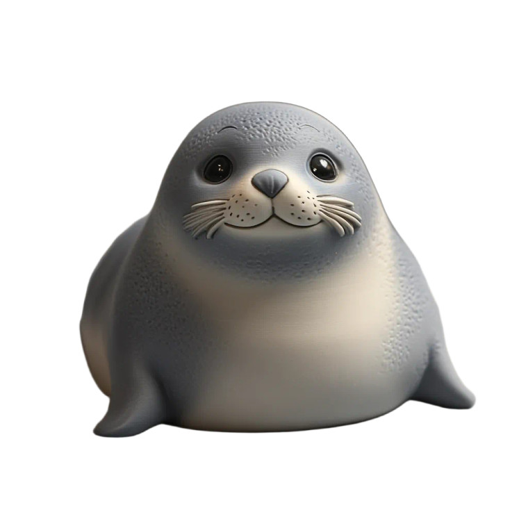 Round Chubby Grey Seal Vinyl Car Decal Sticker – Waterproof & UV-Resistant 4.0"