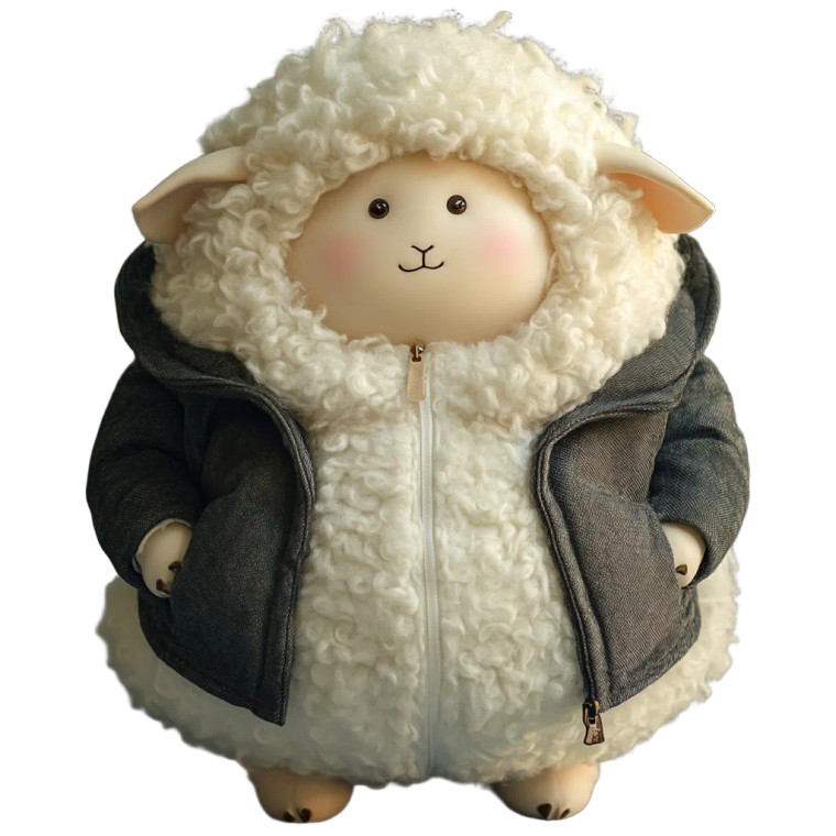 Sad Chubby Sheep Doll Vinyl Car Decal Sticker – Waterproof & UV-Resistant 4.0"