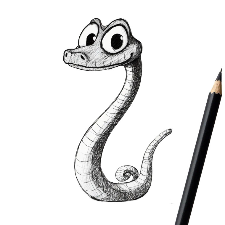 Simple Cartoon Snake Drawing Vinyl Car Decal Sticker – Waterproof & UV-Resistant 4.0"