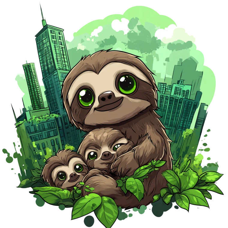 Sloth Babies Park Vector Vinyl Car Decal Sticker – Waterproof & UV-Resistant 4.0"