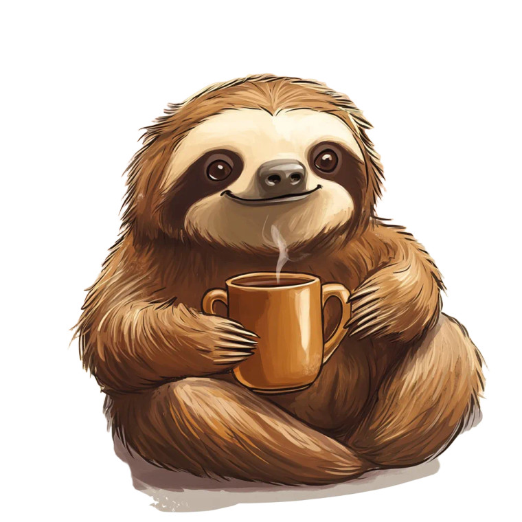Sloth Holding Tea Vinyl Car Decal Sticker – Waterproof & UV-Resistant 4.0"