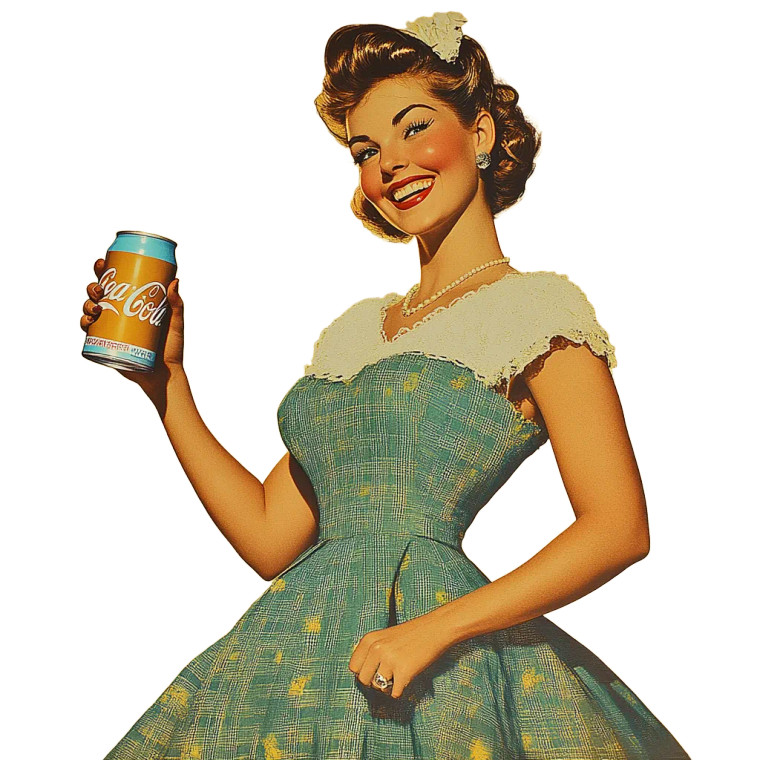 1950S Housewife Soda Ad Vinyl Car Decal Sticker – Waterproof & UV-Resistant 4.0"