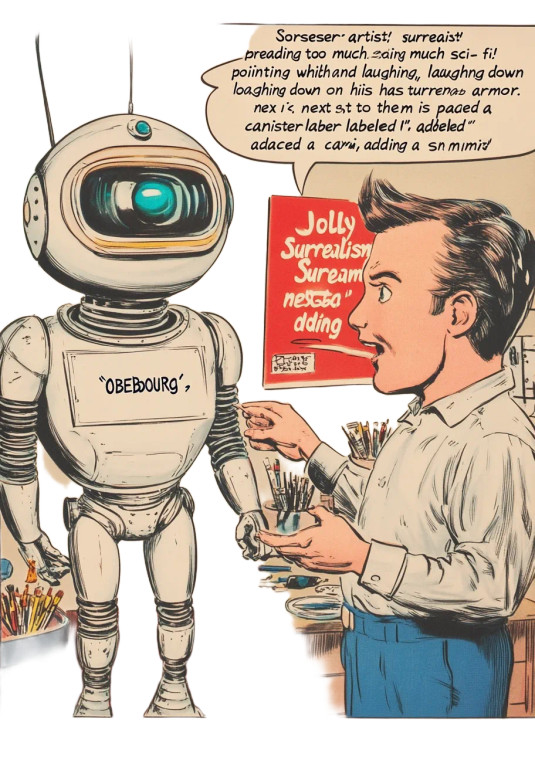 60S Comic Robot Artist Vinyl Car Decal Sticker – Waterproof & UV-Resistant 4.0"