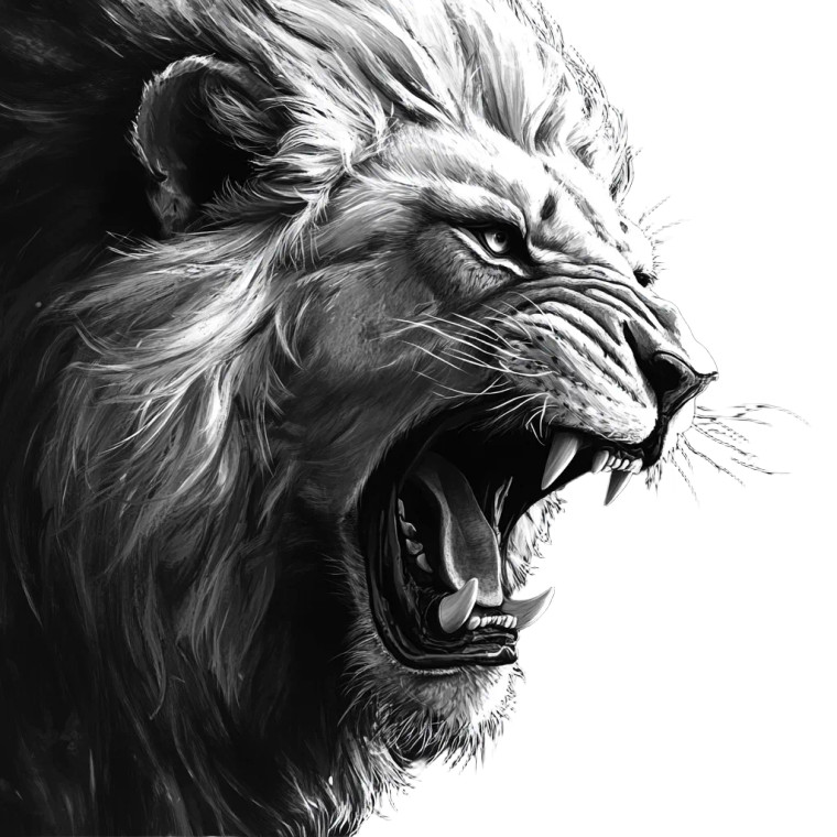 Angry Lion Head Black White Vinyl Car Decal Sticker – Waterproof & UV-Resistant 4.0"