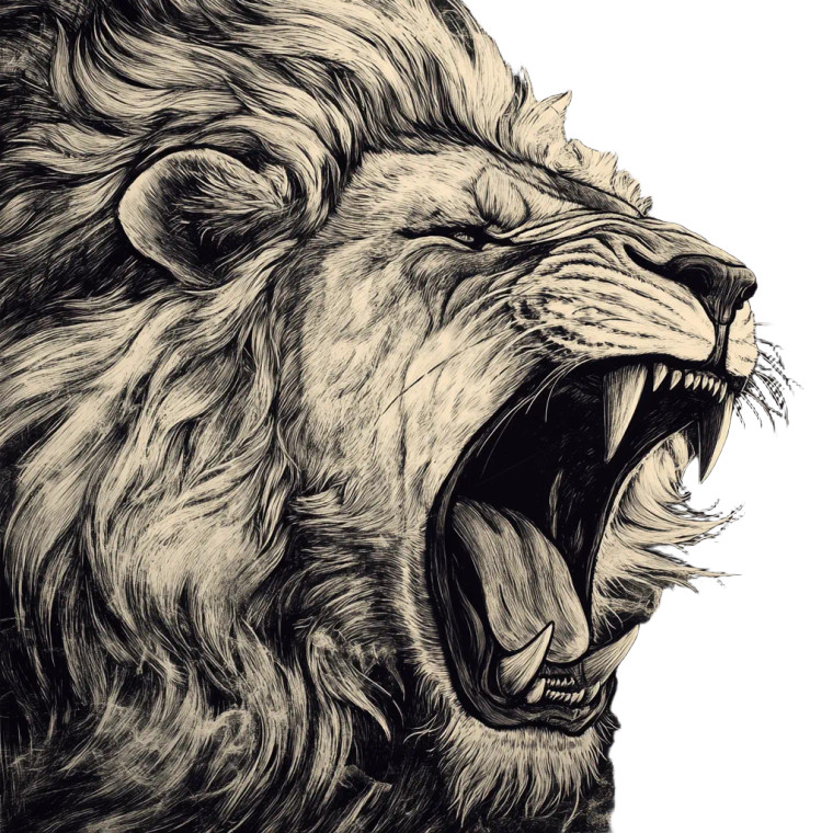 Angry Lion Monochrome Vinyl Car Decal Sticker – Waterproof & UV-Resistant 4.0"