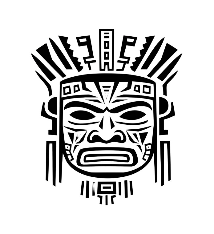Aztec Mask Logo Vinyl Car Decal Sticker – Waterproof & UV-Resistant 4.0"