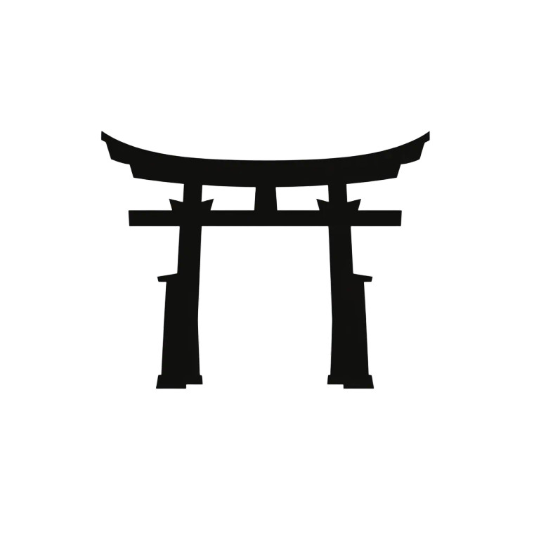 Black Torii Gate Logo Vinyl Car Decal Sticker – Waterproof & UV-Resistant 4.0"