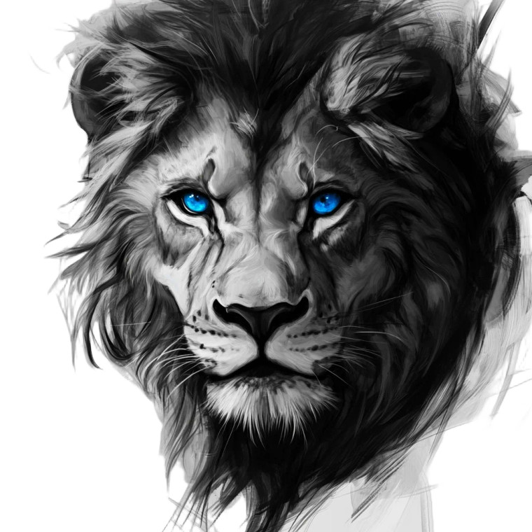 Black White Lion Blue Eyes Vinyl Car Decal Sticker – Waterproof & UV-Resistant 4.0"