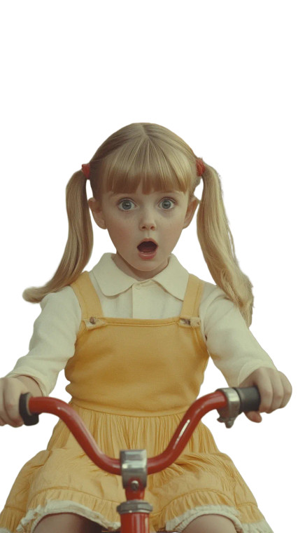 Blonde Girl Tricycle Autumn Vinyl Car Decal Sticker – Waterproof & UV-Resistant 4.85"