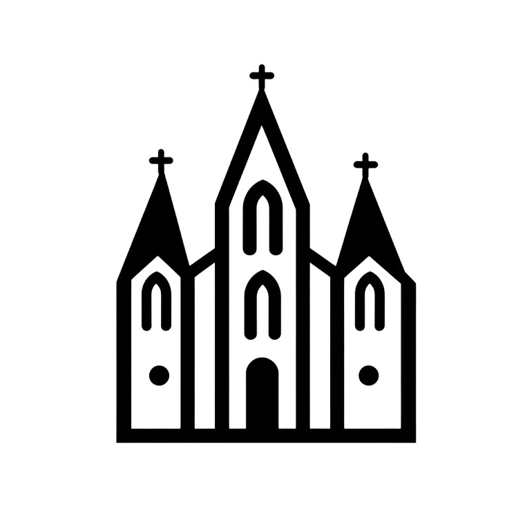 Cathedral Icon Bw Vinyl Car Decal Sticker – Waterproof & UV-Resistant 4.0"