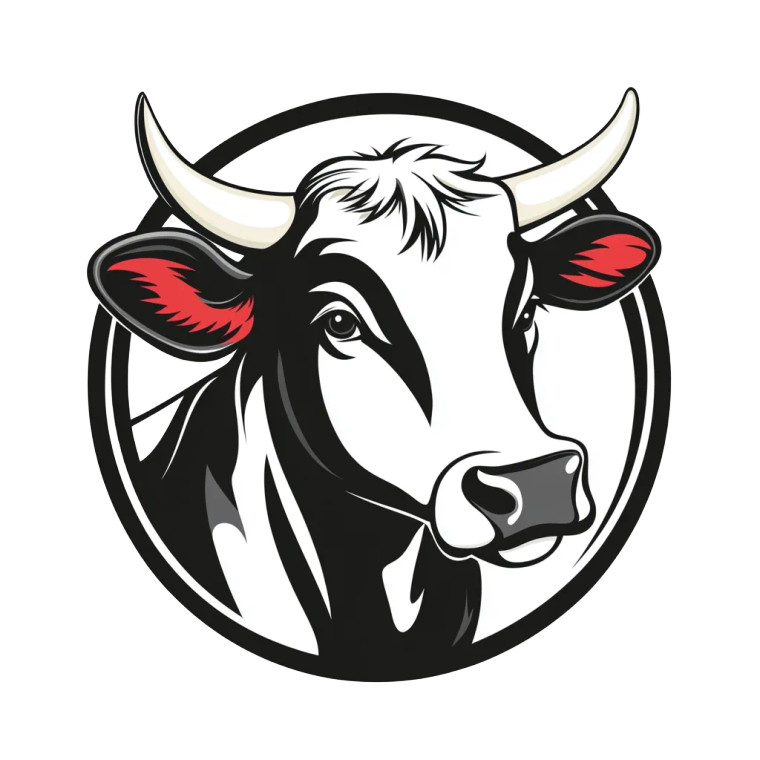 Cow Moskot Logo Vector Round Vinyl Car Decal Sticker – Waterproof & UV-Resistant 4.0"