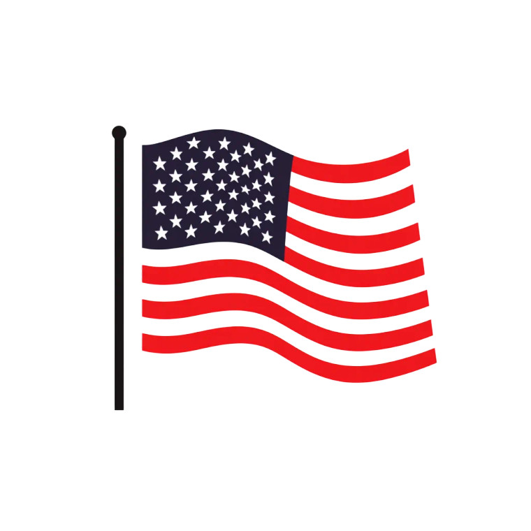 American Flag Icon White Vinyl Car Decal Sticker – Waterproof & UV-Resistant 4.0"