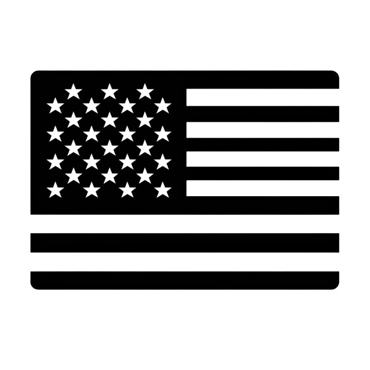 Black American Flag Icon Vinyl Car Decal Sticker – Waterproof & UV-Resistant 4.0"