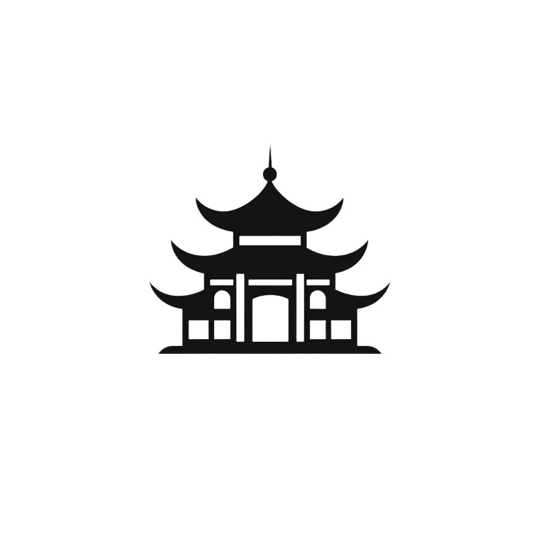 Chinese Pavilion Logo Vinyl Car Decal Sticker – Waterproof & UV-Resistant 4.0"