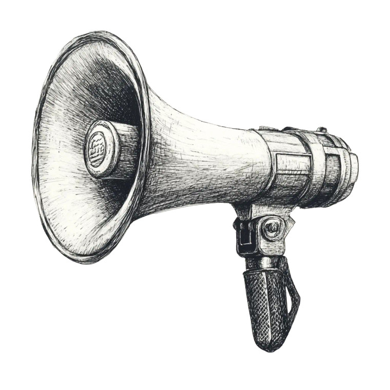 Happy Megaphone Pencil Illustration Vinyl Car Decal Sticker – Waterproof & UV-Resistant 4.0"