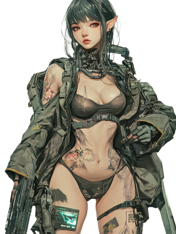 Elf Cyberpunk Cute Tattoos Vinyl Car Decal Sticker – Waterproof & UV-Resistant 4.0"