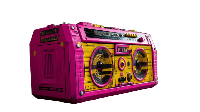 Hot Pink Boombox Brutalism Vinyl Car Decal Sticker – Waterproof & UV-Resistant 7.14"