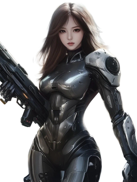 Female Mechanical Armor Rifle Vinyl Car Decal Sticker – Waterproof & UV-Resistant 4.0"