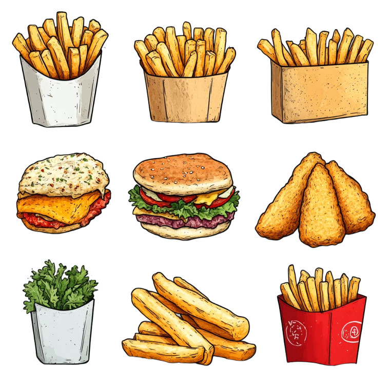 Hand Drawn French Fries Icon Vinyl Car Decal Sticker – Waterproof & UV-Resistant 4.0"