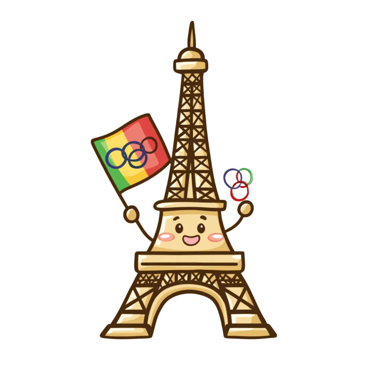 Kawaii Eiffel Tower Olympic Flag Vinyl Car Decal Sticker – Waterproof & UV-Resistant 4.0"