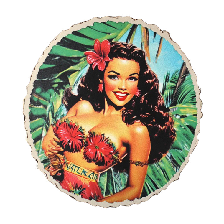 Kitschy Hula Girl Sticker Vinyl Car Decal Sticker – Waterproof & UV-Resistant 4.0"