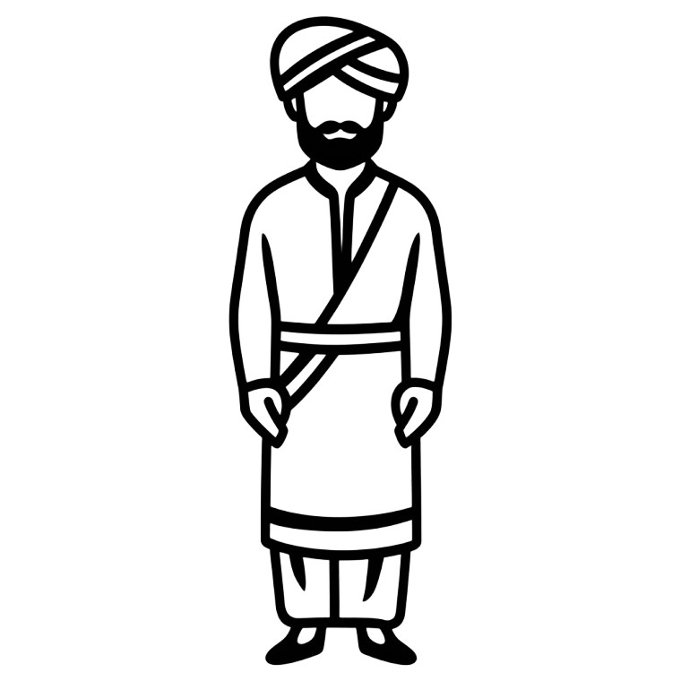 Man Turban Kurta Icon Vinyl Car Decal Sticker – Waterproof & UV-Resistant 4.0"