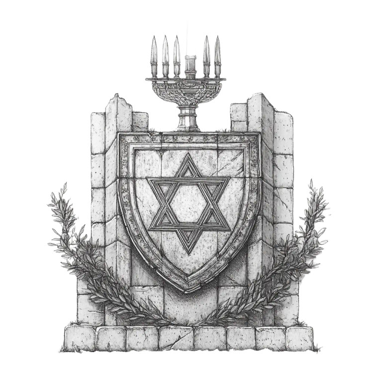 Monument Shield Star Menorah Vinyl Car Decal Sticker – Waterproof & UV-Resistant 4.0"