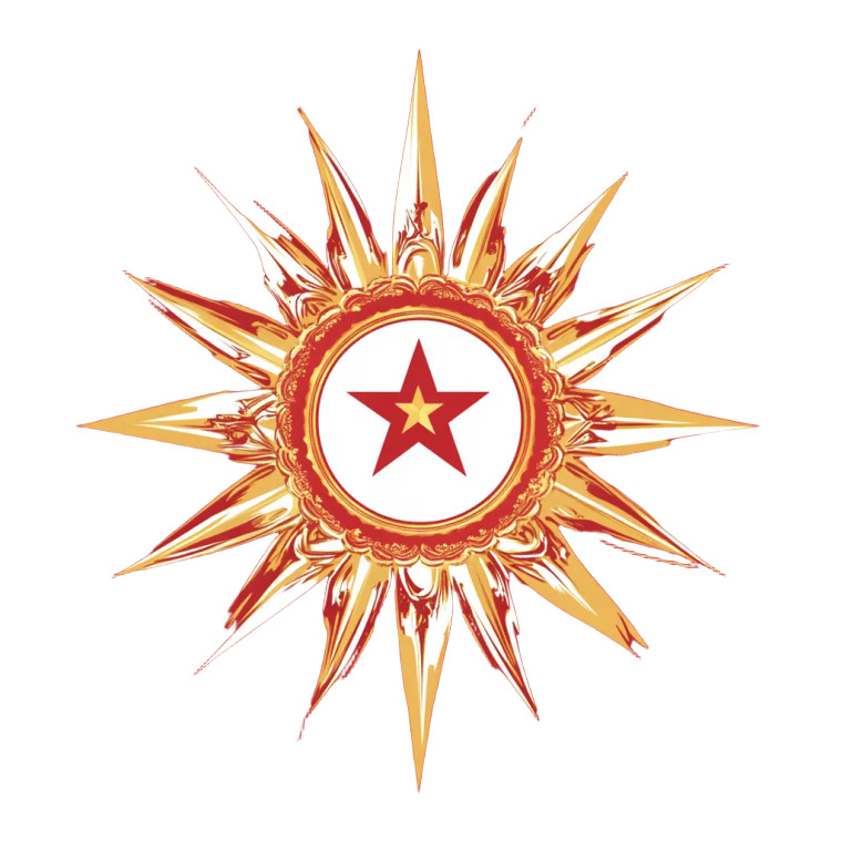 Red Flag Golden Star Vinyl Car Decal Sticker – Waterproof & UV-Resistant 4.0"